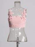 Sexy Small Sling 2025 Spring New Fashion Three-Dimensional Flower Splicing Design Ultra-Short Vest