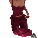 Fongt Women's Spring And Summer Slings With Slings With High Backs Tight Ropes Wide Legs Loose