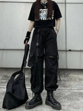 Techwear Gothic Detachable Cargo Pants Women Emo Harajuku Oversize Pockets Hollow Out Joggers Trousers Female Hippie