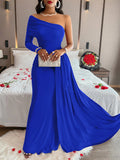Fongt Style Women's Wear Temuebay2024 Diagonal Shoulder Dress Evening Dress-Outfit
