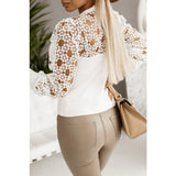 Neck Sexy Hollow Out Lace Blouse Women Fashion Long Sleeve Tops Spring Summer Black Y2k White Shirt Loose Blusas Clothes