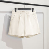 Fongt And Summer Slim Show Thin Shorts Female Blue New 2024 Korean Version Design Sense Casual A Word Wear Wide-Leg Pants-Outfit