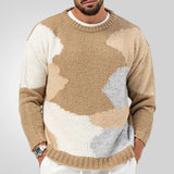 Fongt Men's Casual Men's Acrystic Knitted Shirt Fashion Round-Neck Long-Sleeved Sweater