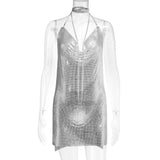 Fongt Station Fashion Nightclub Low Back Strapless Deep V Metal