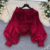 Fongt Sense T-Shirt With Irregular Hem Pressure Folding Blouse High-Waisted Half-Body Skirt