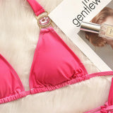Fongt 2023 New Bikini Sexy Gradient Print Strap Swimsuit, Luxury Crystal Diamond Vacation