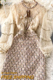 French Dress Women Vintage Pencil Dresses Spring Autumn Long Sleeve Lace Pearl Bead Office Dress
