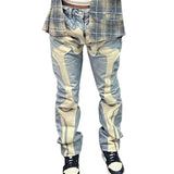 Jeans Black Skeleton Printed Pattern Streetwear Y2K Style Long Trousers Ladies Mid Waist Slimming Pants Autumn