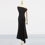 Fongt Temperament Famous Wind Dress Woman 2025 Spring New Fold Design Feeling Slim Thin White Evening