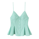 Fongt Buckle Swing 2025 Wide Short Female Vest Open Back Sexy Sling Skirt V-Neck Summer