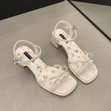 Fongt Water Drill Thick Heel Sandals Women 2025 Summer New Heel With Skirts Plus-Size High-Heeled Fashion Sandals