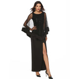 Dress Ebay Popular Style Sequins Stitching High Waist Fake Two Long Dresses-Outfit