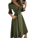Sleeve V-Neck Casual Loose Holiday Midi