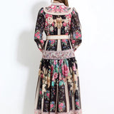 Fongt Printed Dress 2025 Spring Holiday Wind To Show Thin Temperament Single-Dlong Swing Dress Girl