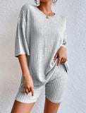 Fongt 2025 Fashion Casual Spring Round-Neck Loose Women's Shorts Set