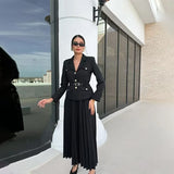 Fongt Temperament Long Dress Suit Women's 100-Fold Dress Suit Women's Clothing