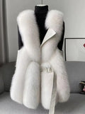 Faux Fur Jacket Solid V-neck Advanced Sense Fox Fur Coat Autumn/Winter New 2023 Thick Warm Fur Vest Women's Winter