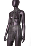 Fongt 2023 Sexy Flash Belt Spliced Women's Half Skirt Set