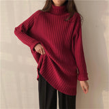 Fongt New Fall / Winter 2023 Retro Lazy Wind Coat With A Long-Sleeved Knit Bottom Turtleneck-Outfit