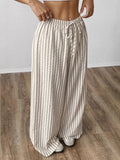 Fongt Loosely Tight Waist Striped Casual Straight Women's Trousers