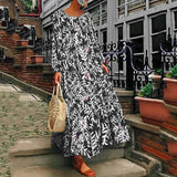 Fongt 2025 Summer New Women's Ebay Digital Print Long-Sleeved Dress Casual Long