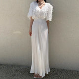 High Waist Ruched Pants Women Spring Summer Casual Pleated Trousers Solid All Match Wide Leg Pants Fashion Bottoms-Outfit