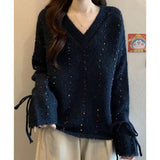 Fongt And Winter New Hook Hair Ball V. Loose Draw Rope Knitted Sweater Design Set Sweater