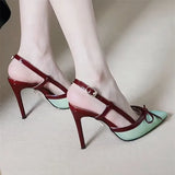 Fongt High-Heeled Women 2025 New Summer With Skirt Retro Temperament Sharp French Beauty Sandals