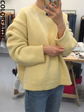2022 Minimalist Chic Wild Oversized Knitted Elegant Lady Cotton Autumn Winter Women Sweater Pullovers Jumpers