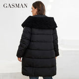 Women's Winter Down Jacket Long Classic Design Zipper Pocket Women Solid Color Coat Leisure Plus Size Parkas