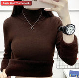 Turtleneck Slim Sweater Womem Warm Poleras Plush Lined Thicken Knit Pullover Korean Pulls Soft Knitwear Jumper Sueter