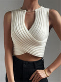 Fongt And Winter Repair Chain Decoration Design Cross-Knit Sweater Bottom Shirt