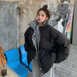 2024 Winter New Style Lazy Down Cotton Clothes Female Loose Standing Collar Short Cotton-Padded Jacket And Thick Bread Batch-Outfit