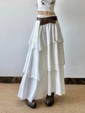 Fongt Holiday Style Solid Color Multi-Layer Irregular Low-Waist Large Swing A-Word Half-Body Skirt Long 2025 New Batch