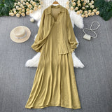 Fongt Wind Leisure Two Sets Of Women Loose Outside Thin Long-Sleeved Shirt Cover Skinny Sling Dress