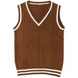Fongt Sweater Women's Vest V-Neck Striped Stitching Casual Knit Vest