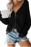 Fongt New Ladies Cardigan Hoodie Hoodie Zipper Broken Hole Irregular Loose Sweater Women's