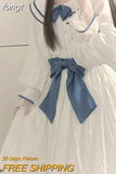 Dresses Women Sailor Collar Kawaii Clothes Girlish Preppy Design Sweet Japanese Stylish Panelled Personal Gentle