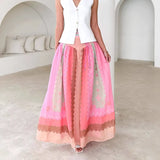 Fongt New Seaside Holiday Dress Print Strap Big Skirt National Style Skirt