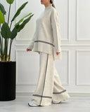 Fongt 2025 New Solid Color Casual Blouse Loose Comfortable Design Micro-Thorn Trousers Set Woman