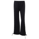 2023 street all-match slim-fit side slit straps hollow wide-leg pants Y2K women's clothing Vestidos-Outfit