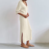 Fongt Ribbed Knitting On Both Sides Of The Short-Sleeved Skirt YF2377-Outfit