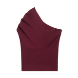 Fongt Women's Knitted Top 2025 Spring Sexy Shoulder Folded Body Short Vest